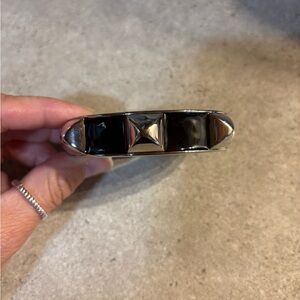 Silver and Black Studded Bracelet